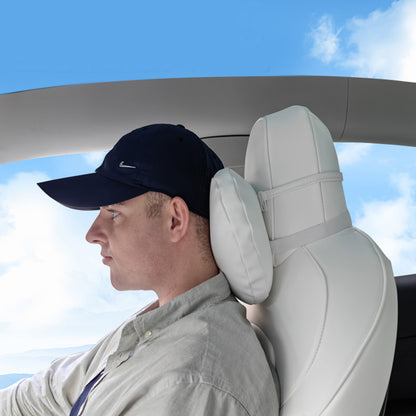 Suporte de pescoço de almofada para apoio de cabeça com pele Nappa genuína para Tesla Model 3/Highland/Y