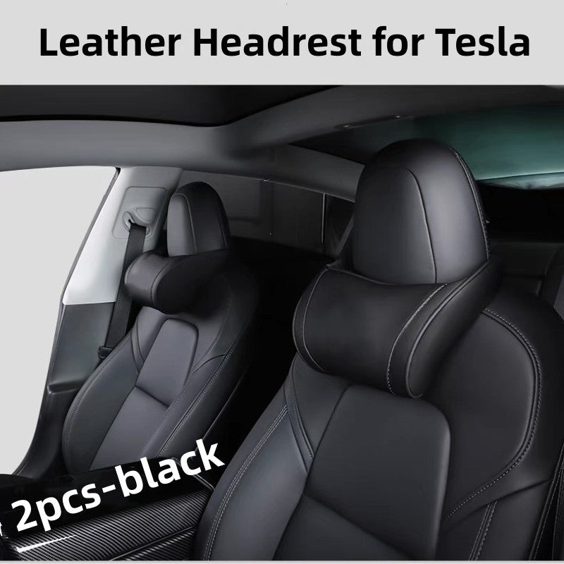 Headrest Pillow Neck Support with Genuine Nappa Leather for Tesla Mode –  Arcoche