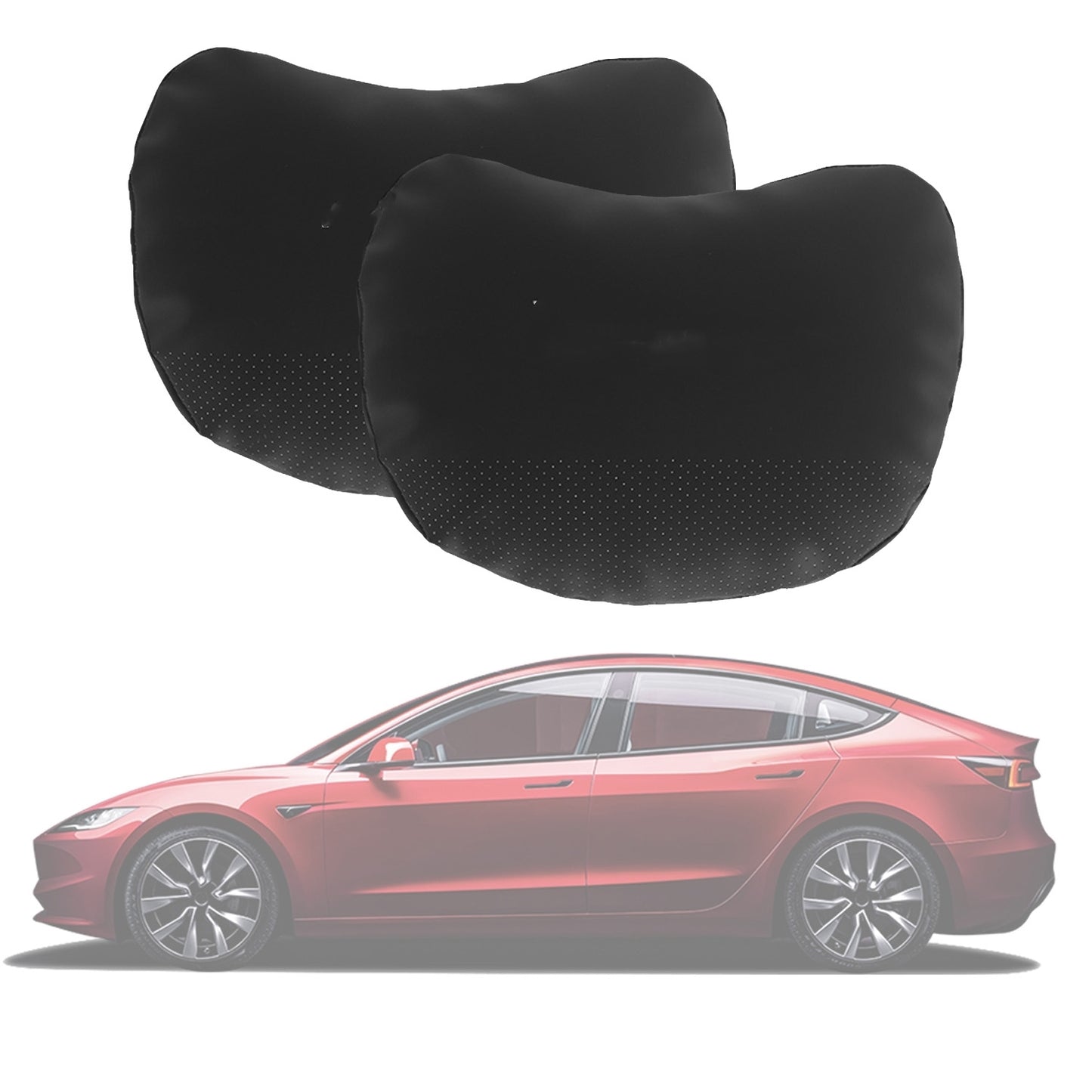 Headrest Pillow for Tesla Model 3 Model Y,Tesla Neck Pillow with Genuine  Nappa Leather,Soft Pillow for Relieving Stiffness,Memory Foam Tesla