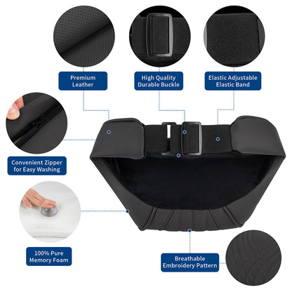 Soporte lumbar de cuero de cuero universal almohada de cuello de espuma de memoria transpirable para la mayoría de los autos en el hogar