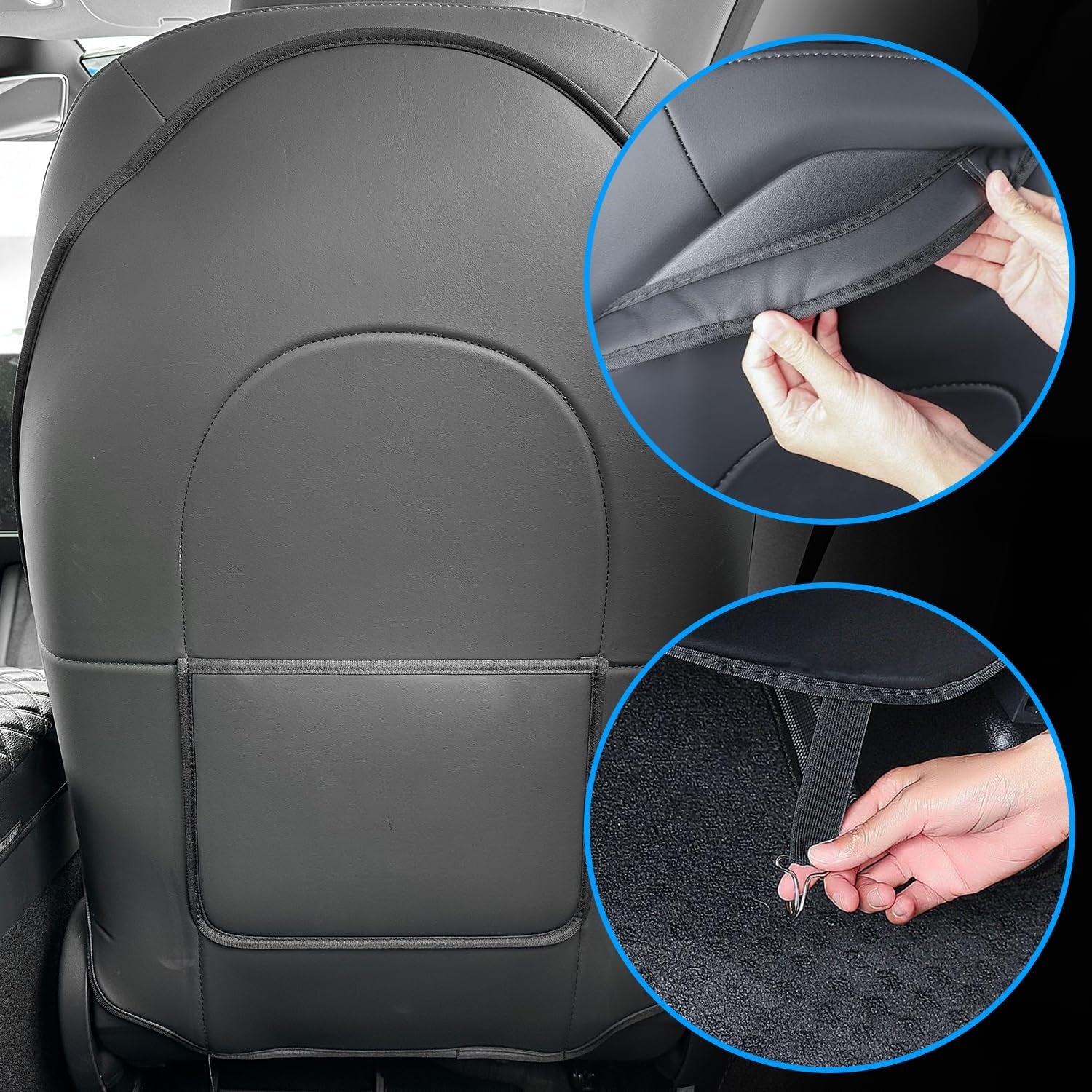 Leather Car Seat Kick Mats For MG HS EHS Plug-in AS23 2019~2024