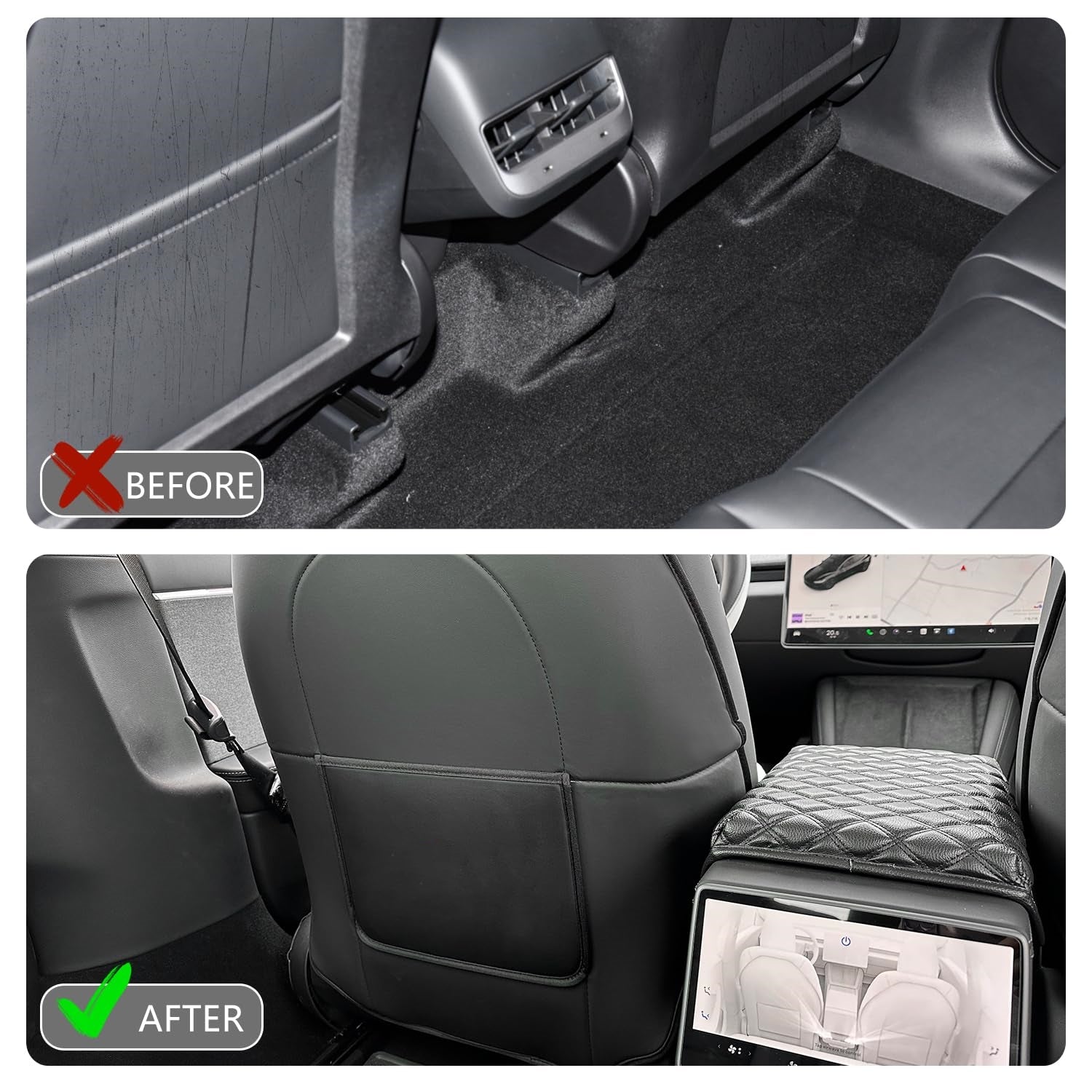 2024 Model 3 Highland Seat Back Anti Kick Protectors Cover Mats  Semi-Entouré Seatback Pad pour Tesla