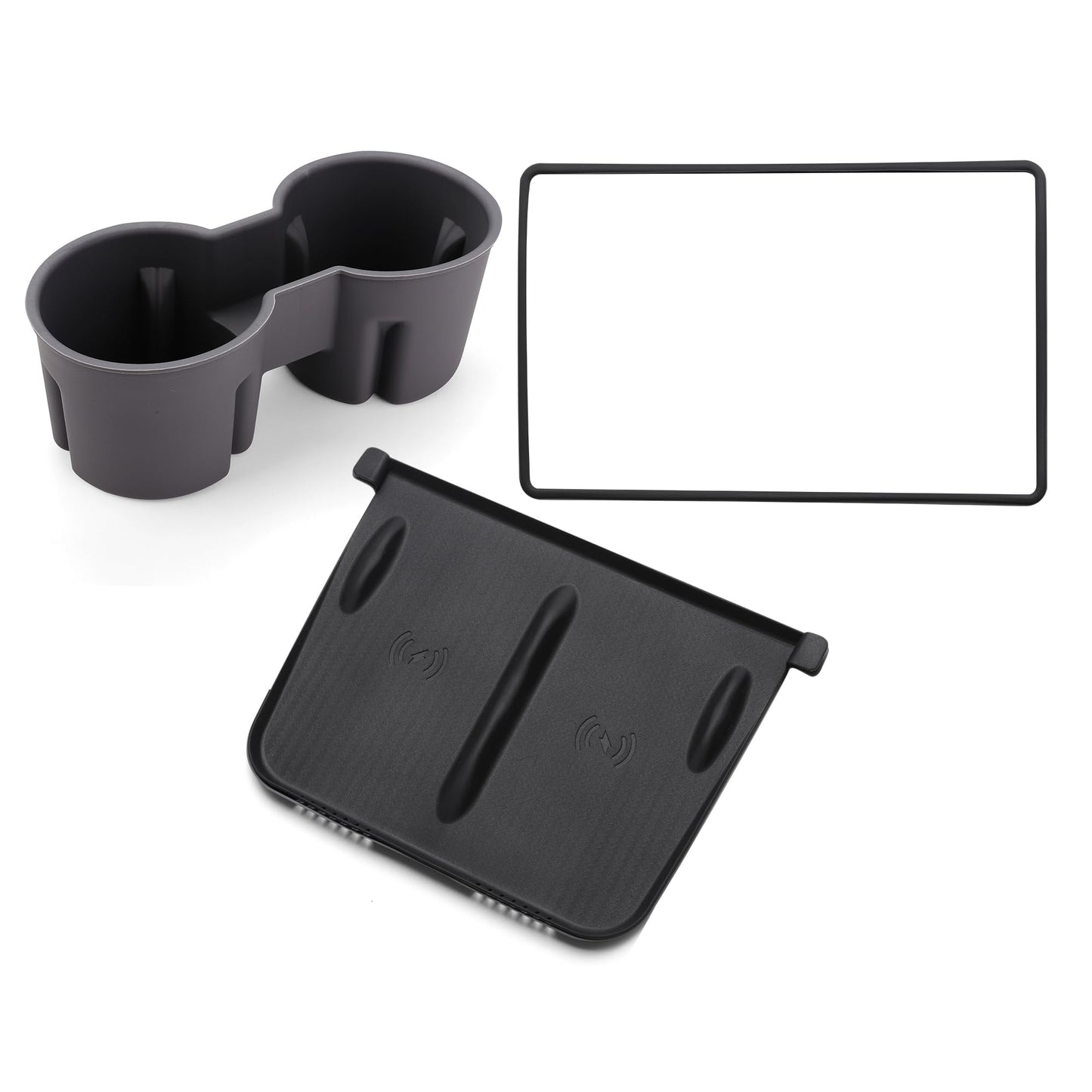 Cup Holders Screen Edge Protector Wireless Charger Mat Silicone 3PCS Upgraded Accessories for Model 3/Y