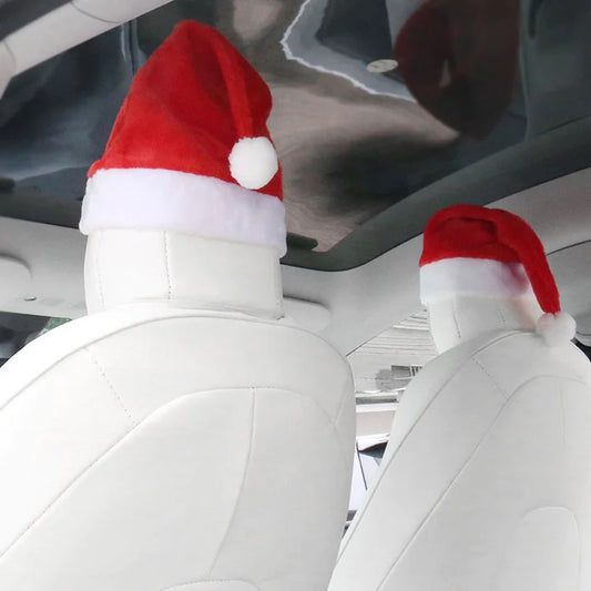 Christmas Hat Santa car headrest cover Decoration for Tesla