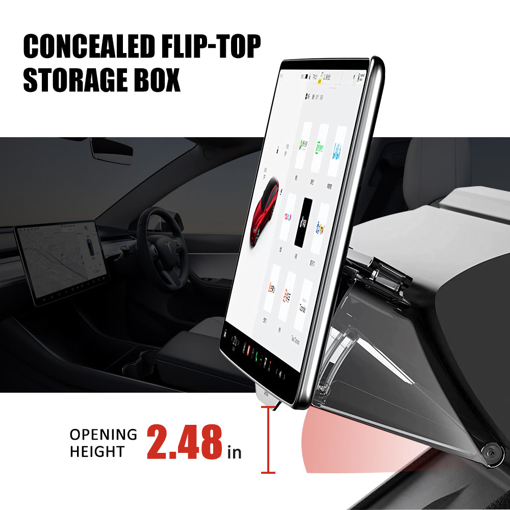 TPARTS Hidden Magnetic (Under Screen) Storage Box for Tesla Model