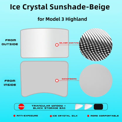 Pare-soleil de toit ouvrant avec Film d'isolation UV/thermique, ensemble de pare-soleil pliables en cristal de glace pour modèle 3 et modèle 3 Highland