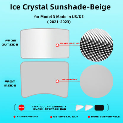 Tendine parasole per tettuccio apribile con set di coperture in pellicola isolante UV/calore, parasole pieghevoli in cristallo di ghiaccio per Model 3 e Model 3 Highland