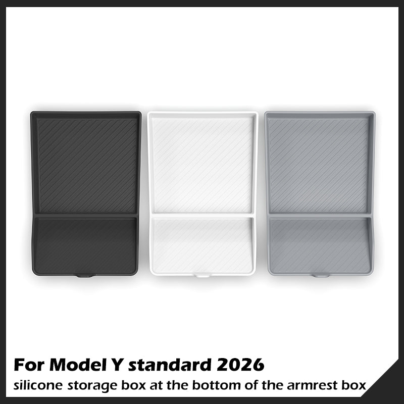 Silikonový úložný box ve spodní části boxu na loketní opěrku pro model Y Standard 2026