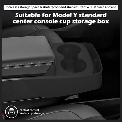 Integrovaný silikonový kelímek na vodu a úložný box centrálního ovládání pro model Y Standard 2026