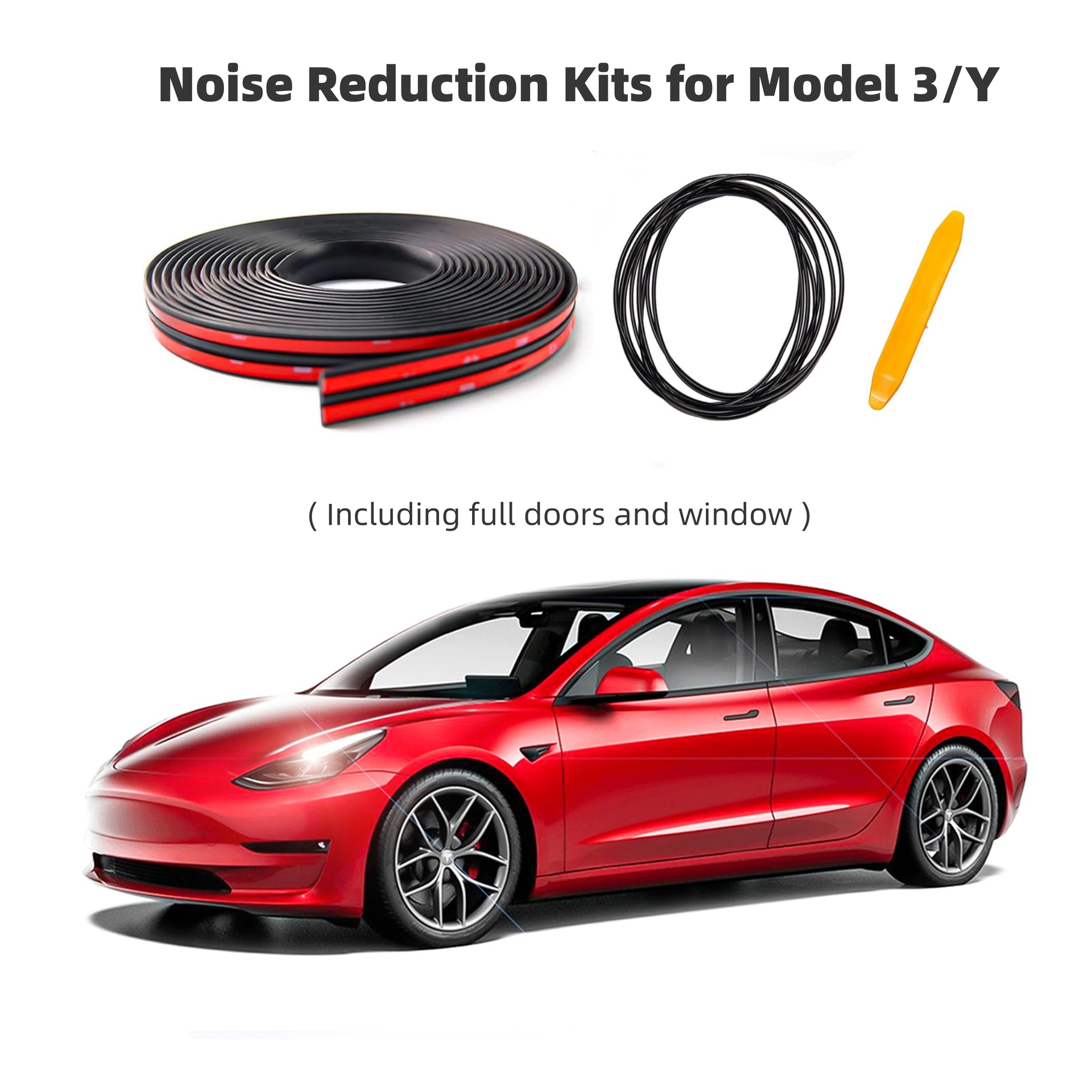 EVAAM® Car Door Seal Strip Kit Soundproof Rubber for Tesla Model S/3/X/Y