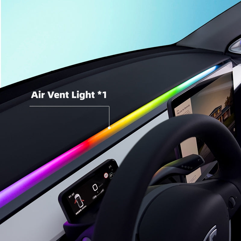 Illuminazione interna ambientale per auto Strisce LED RGB a 128 colori Controllo APP per modello 3/Y prima di ottobre 2023