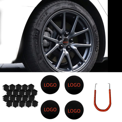 Wheel Cap Kit Center Cap Lug Nut Cover Fit for Model 3/Y/S/X Car Accessories