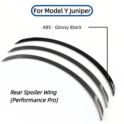 Spoiler Wing Performance Performance Pro Style Lip Tail Tail pour nouveau modèle Y Juniper 2025 (Fibre de carbone brillant noir et mat brillant)