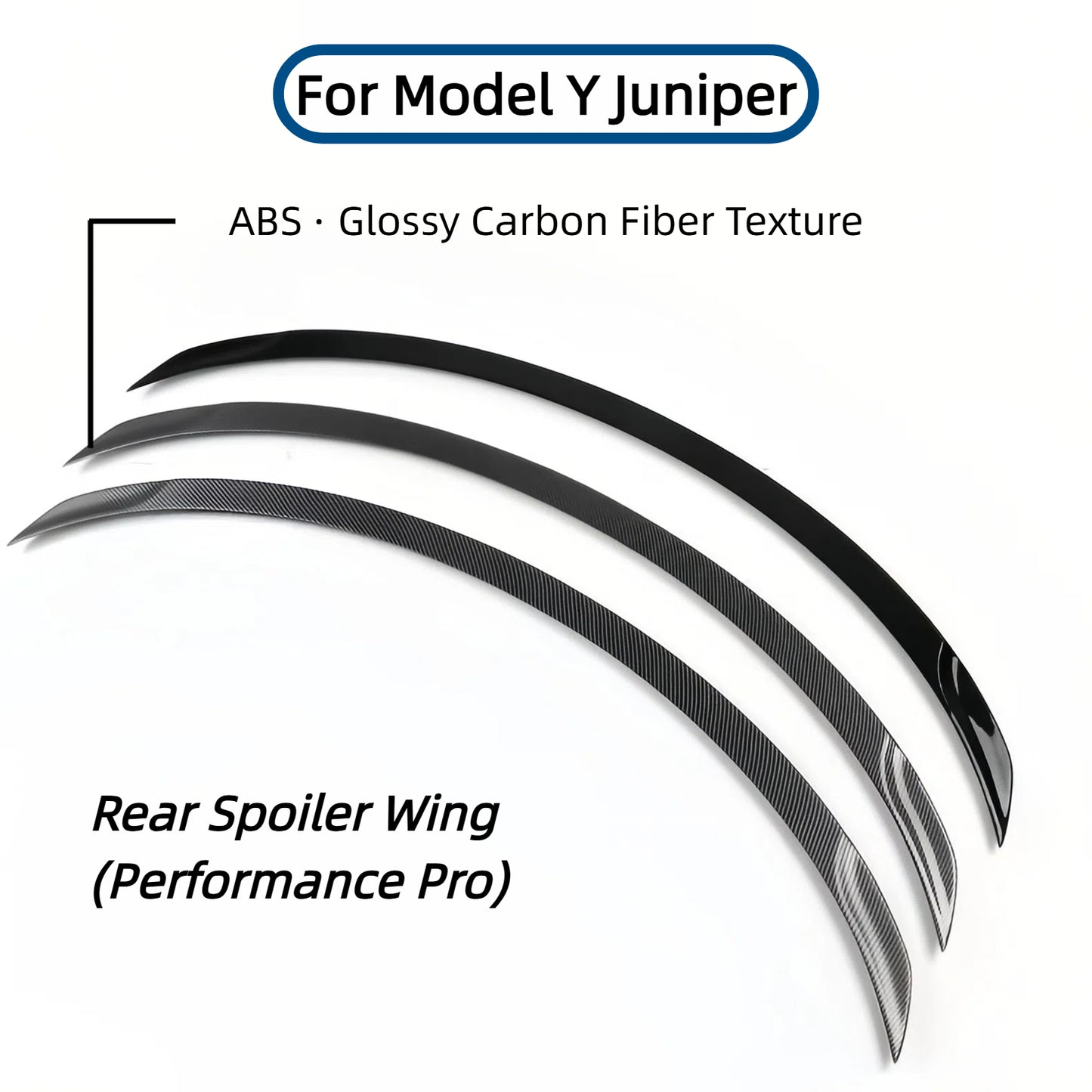 Spoiler Wing Performance Performance Pro Style Lip Tail Tail pour nouveau modèle Y Juniper 2025 (Fibre de carbone brillant noir et mat brillant)