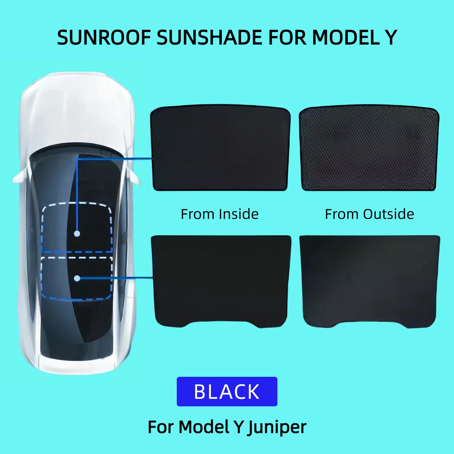 Upgradujte ledové krystaly SUNSOOF SUNSSADE UV PŘEHLEDU SVĚTOVÉ SVĚT pro model Y 2020-2025 Juniper (Black & Beige)