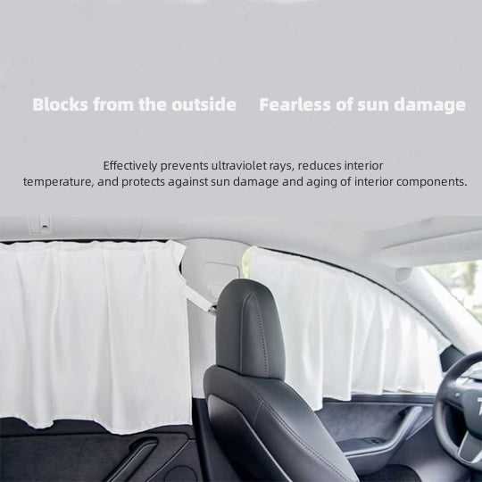 Retractable Sunshades for Side Windows with Sliding Rail Fits For Tesla Model 3 & Model Y