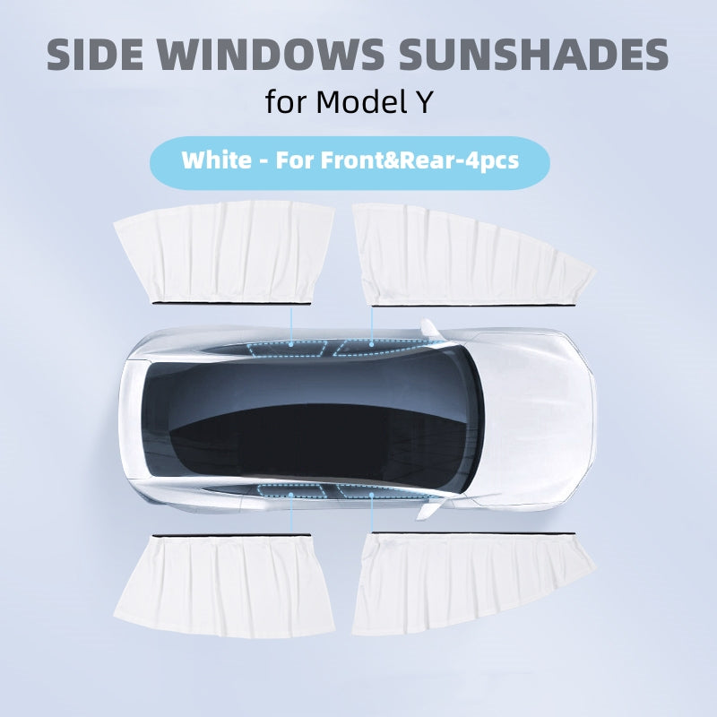 Einziehbare Sonnenblenden für Seitenfenster mit Gleitschiene, passend für Tesla Model 3 und Model Y