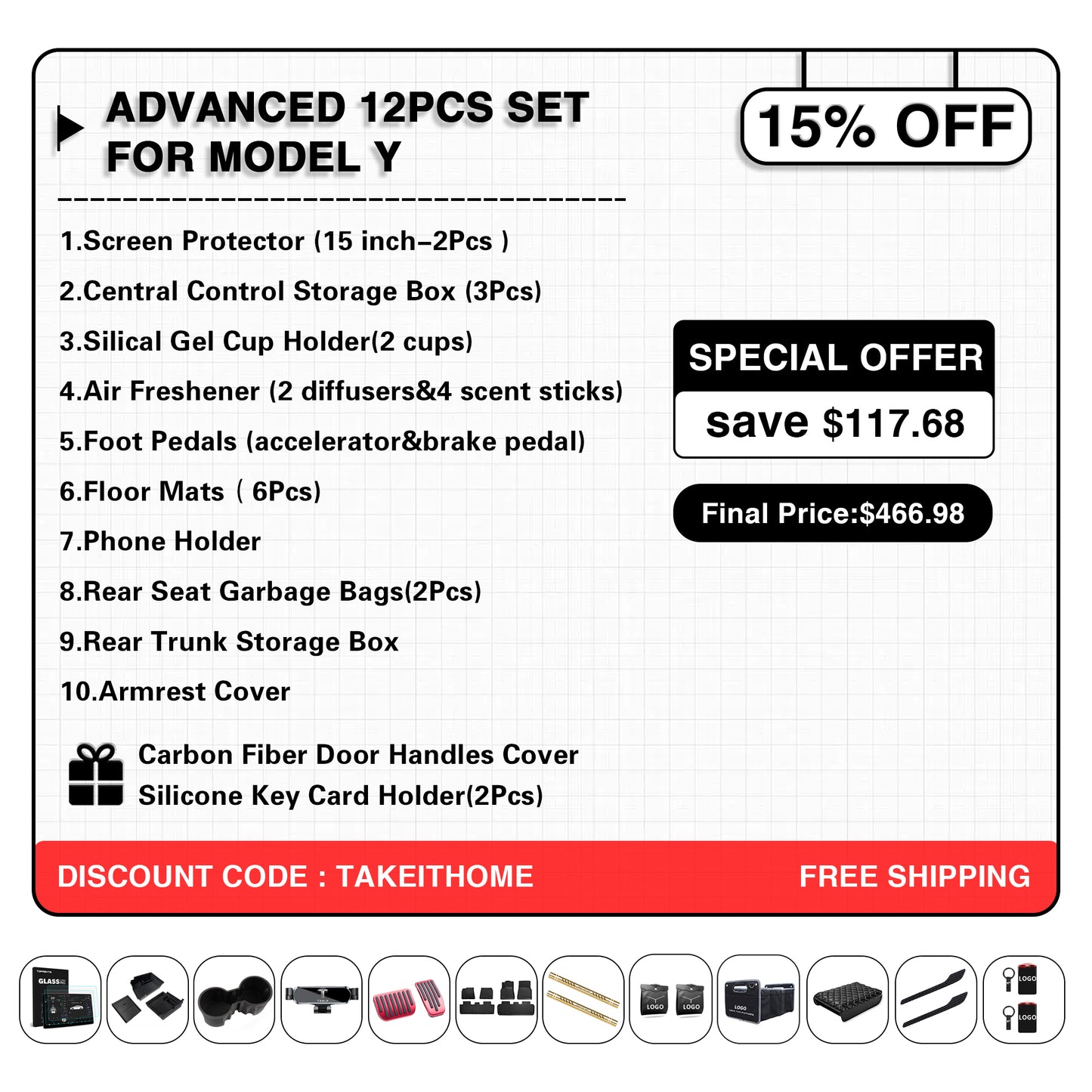 Car Accessories Sets applicable to Model 3/Y Owners