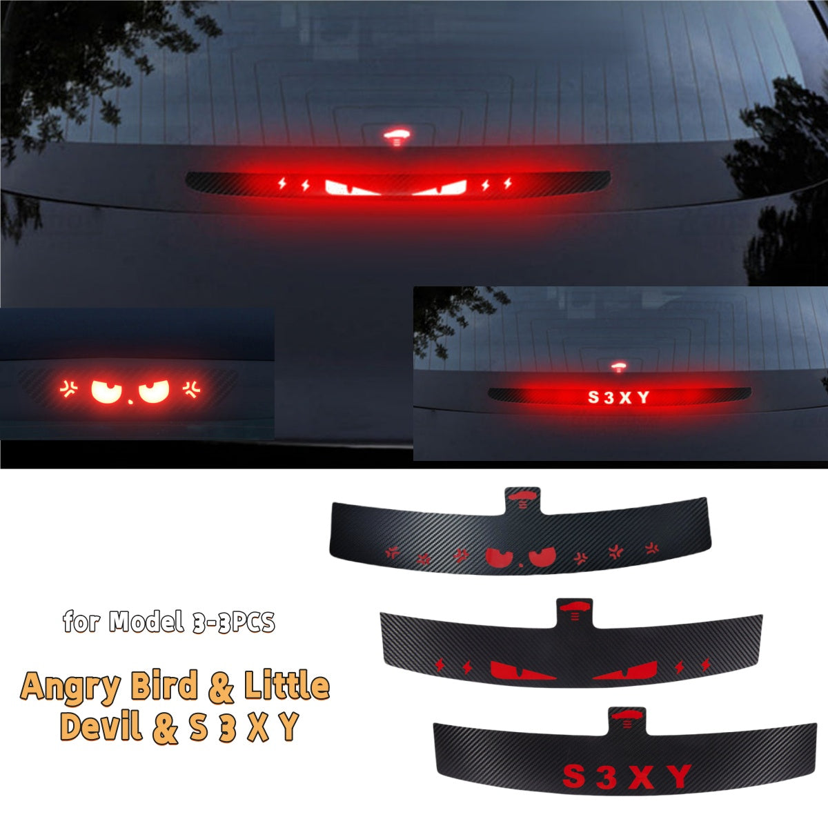 Halloween Decoration High-Mounted Brake Light Sticker for All Tesla Model 3 & Model Y 2017-2025