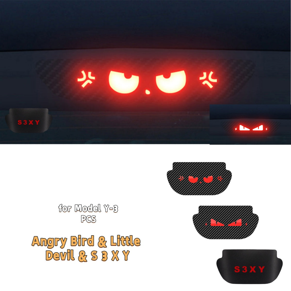 Halloween Decoration High-Mounted Brake Light Sticker for All Tesla Model 3 & Model Y 2017-2025