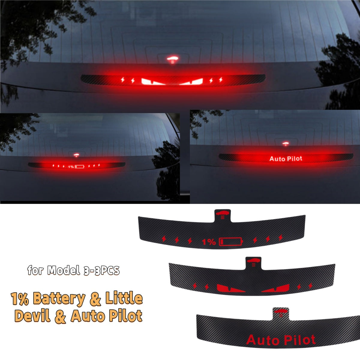 Halloween Decoration High-Mounted Brake Light Sticker for All Tesla Model 3 & Model Y 2017-2025