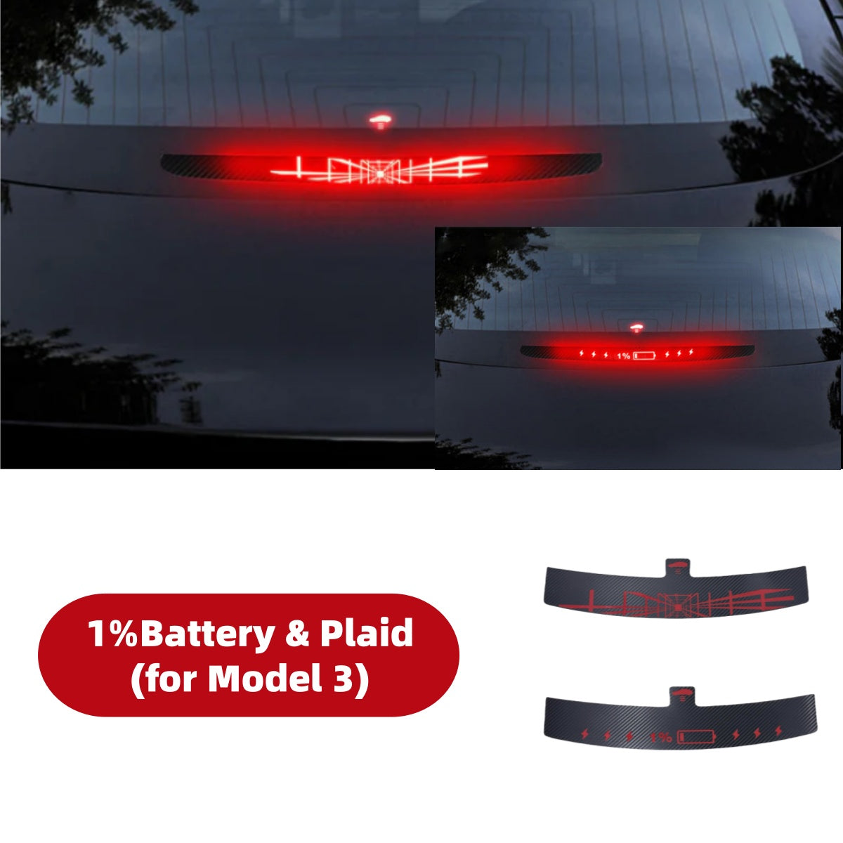 Decorazione di Halloween Decorazione luce freno montata in alto per Tesla Model 3 Highland e Model Y