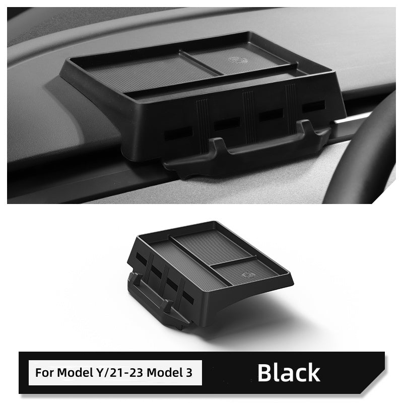 Caja de almacenamiento de pantalla de tablero Bandeja oculta de silicona para Tesla Model 3 2018-2023 / Modelo Y 2020-2024