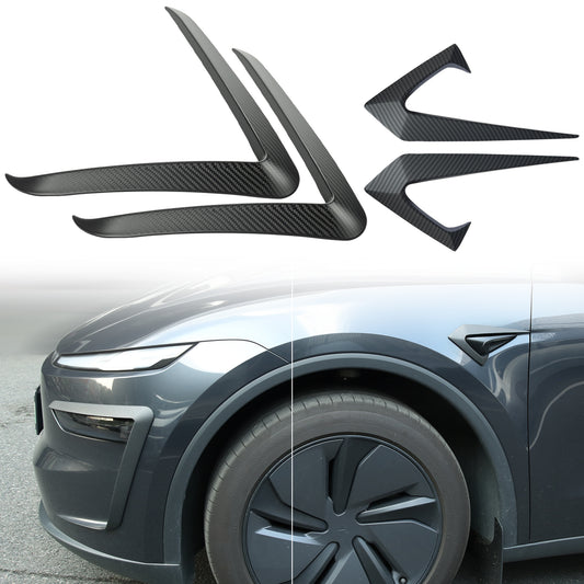 Front Fog Light Trim Cover for Tesla Model Y Juniper 2025 2026 Fog Lamp Eyebrow Eyelids Cover Frame Blade Trim Spoiler Accessories Custom Fit for Model Y Juniper Accessories (Matte Carbon Fiber) 4pcs