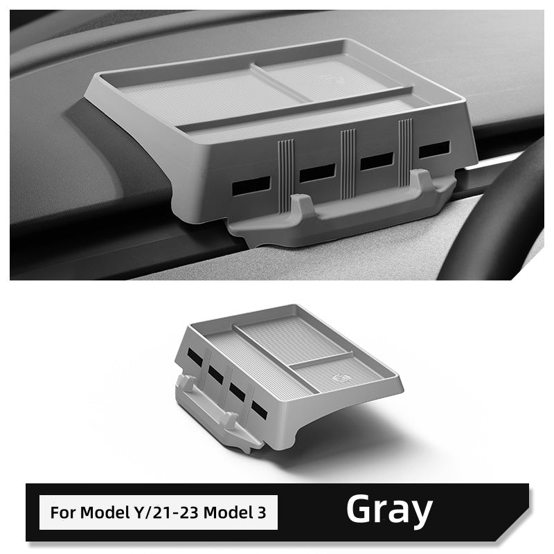 Caja de almacenamiento de pantalla de tablero Bandeja oculta de silicona para Tesla Model 3 2018-2023 / Modelo Y 2020-2024