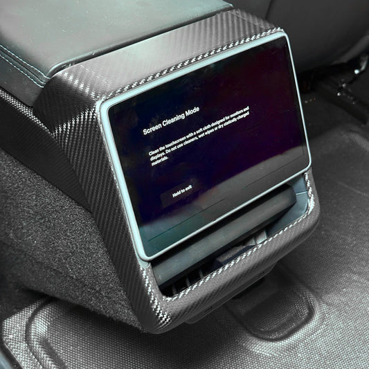 Real Dry Carbon Fiber Backseat Screen Overlay Frame for Model 3 Highland Model Y Juniper
