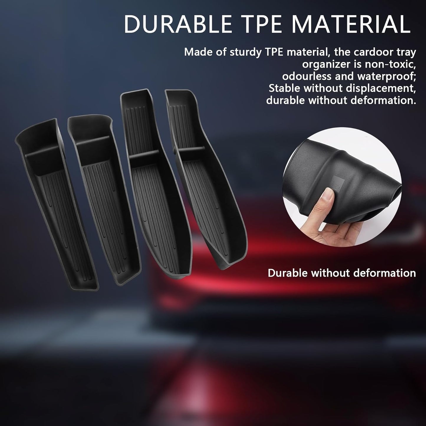 TPE Door Side Organizers Storage Box Protectors Full Set 4pcs for Tesla Model 3 Highland & Model Y Juniper