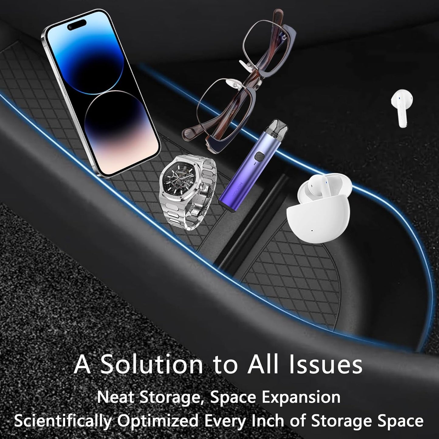 TPE Door Side Organizers Storage Box Protectors Full Set 4pcs for Tesla Model 3 Highland & Model Y Juniper