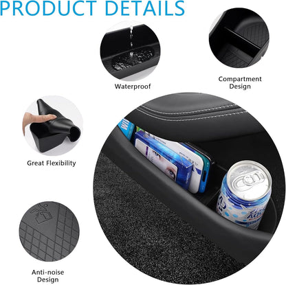 TPE Door Side Organizers Storage Box Protectors Full Set 4pcs for Tesla Model 3 Highland & Model Y Juniper