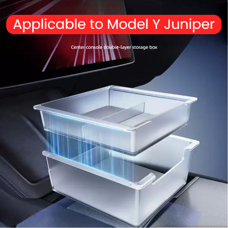 Středová konzola Dvouvrstvý organizér Úložný box Matný materiál ve stylu zásuvky pro Model Y Juniper 2025+