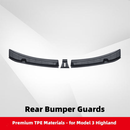 Rear Bumper Guards TPE Rear Trunk Door Sill Protector for 2024 2025 Model 3 Highland & 2020-2024 Model Y