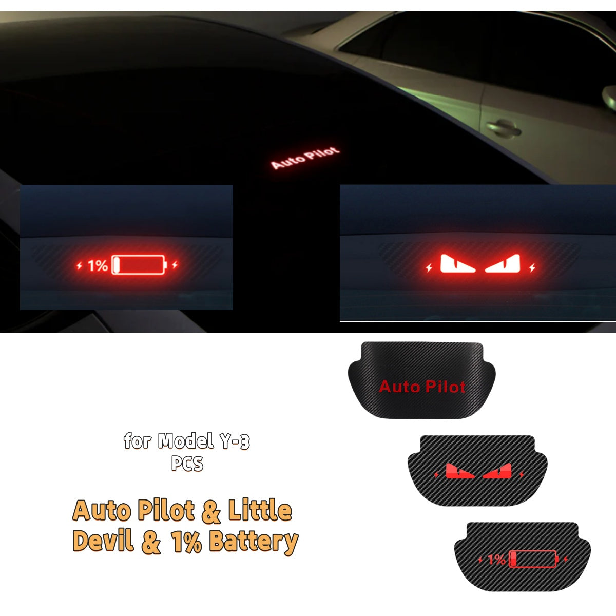 Halloween Decoration High-Mounted Brake Light Sticker for All Tesla Model 3 & Model Y 2017-2025