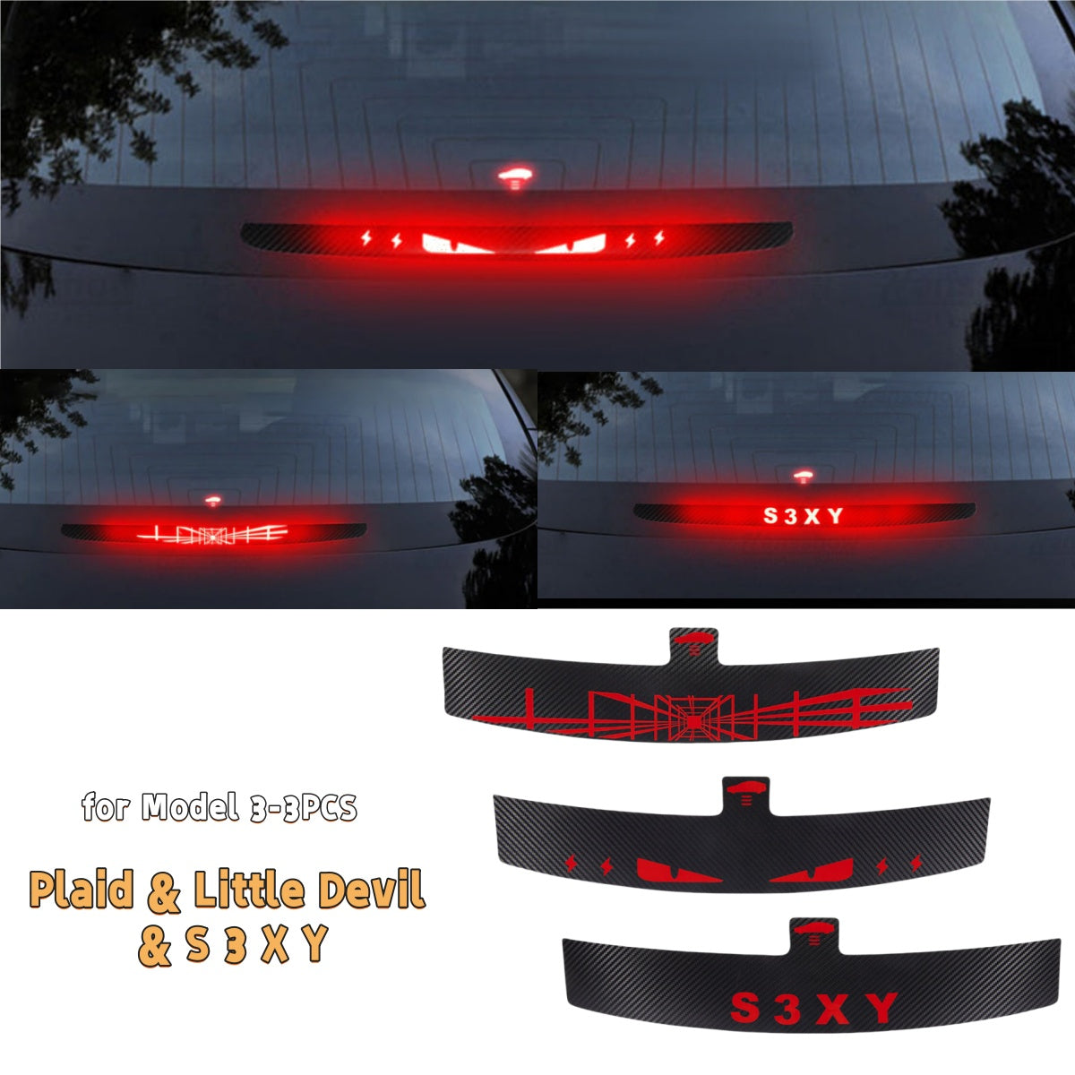 Decorazione di Halloween Decorazione luce freno montata in alto per Tesla Model 3 Highland e Model Y