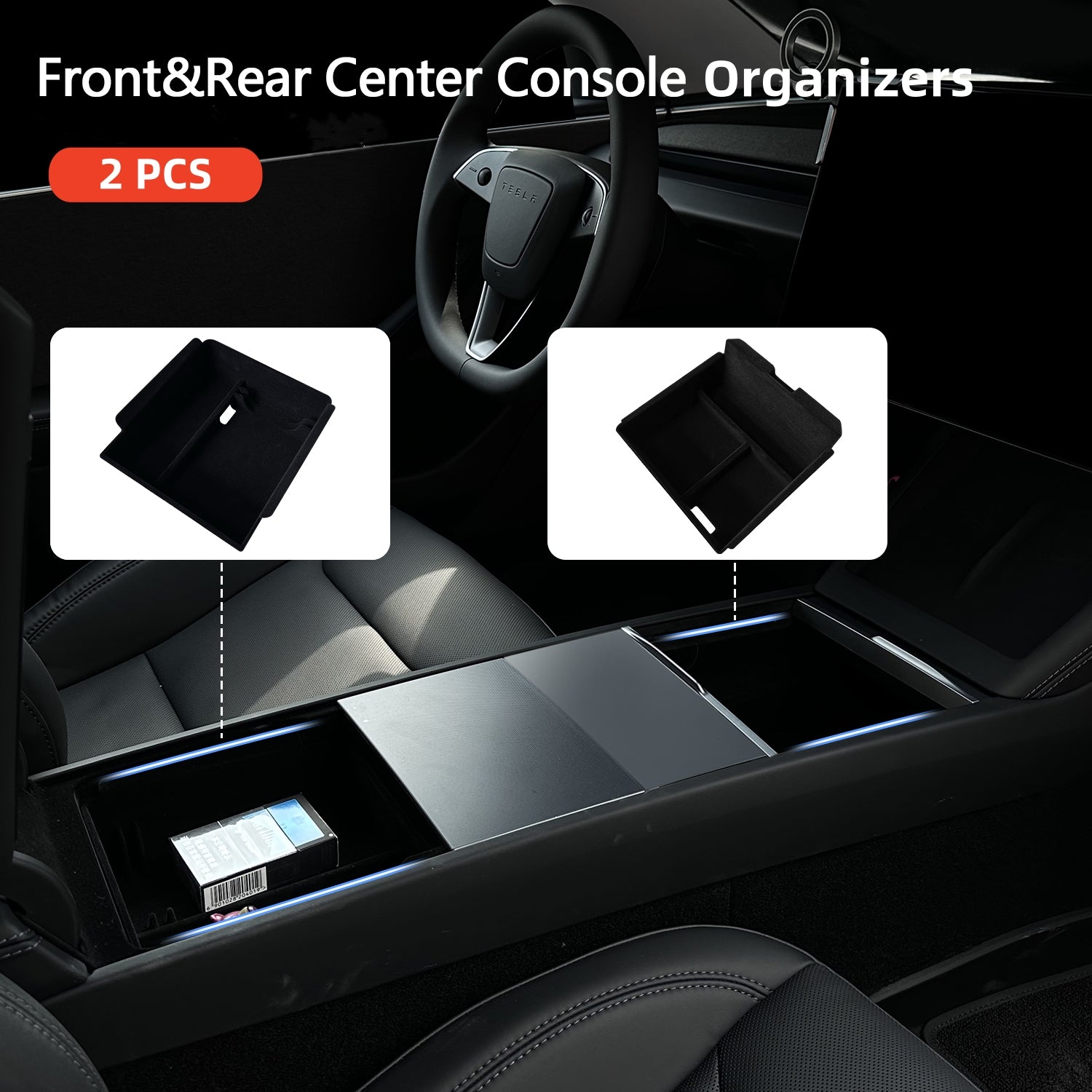 Organizer Console Centrale TOPABYTE Per Tesla Model Y/3 - Set 3 Pezzi | Portabicchieri E Vano - Foto 6