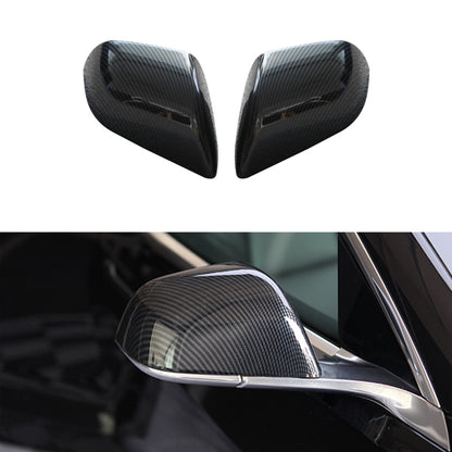 Tesla Model Y 2020-2022 arcoche accessories Glossy Carbon Rearview Mirror Cover Car Exterior ABS Carbon Fiber 2packs the surface imitates carbon fiber high-quality ABS material