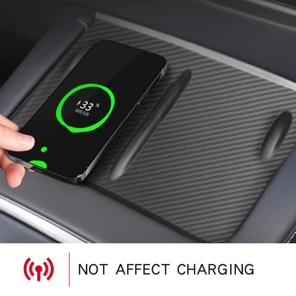 center console wireless charging silicone mat carbon fiber protect prevent dirt tesla model 3 Y car 2022 2023 2021 2020 2019 2018 s3xy arcoche accessories accessory aftermarket price Vehicles standard long range performance sr+ electric car rwd ev interior exterior diy decoration price elon musk must have