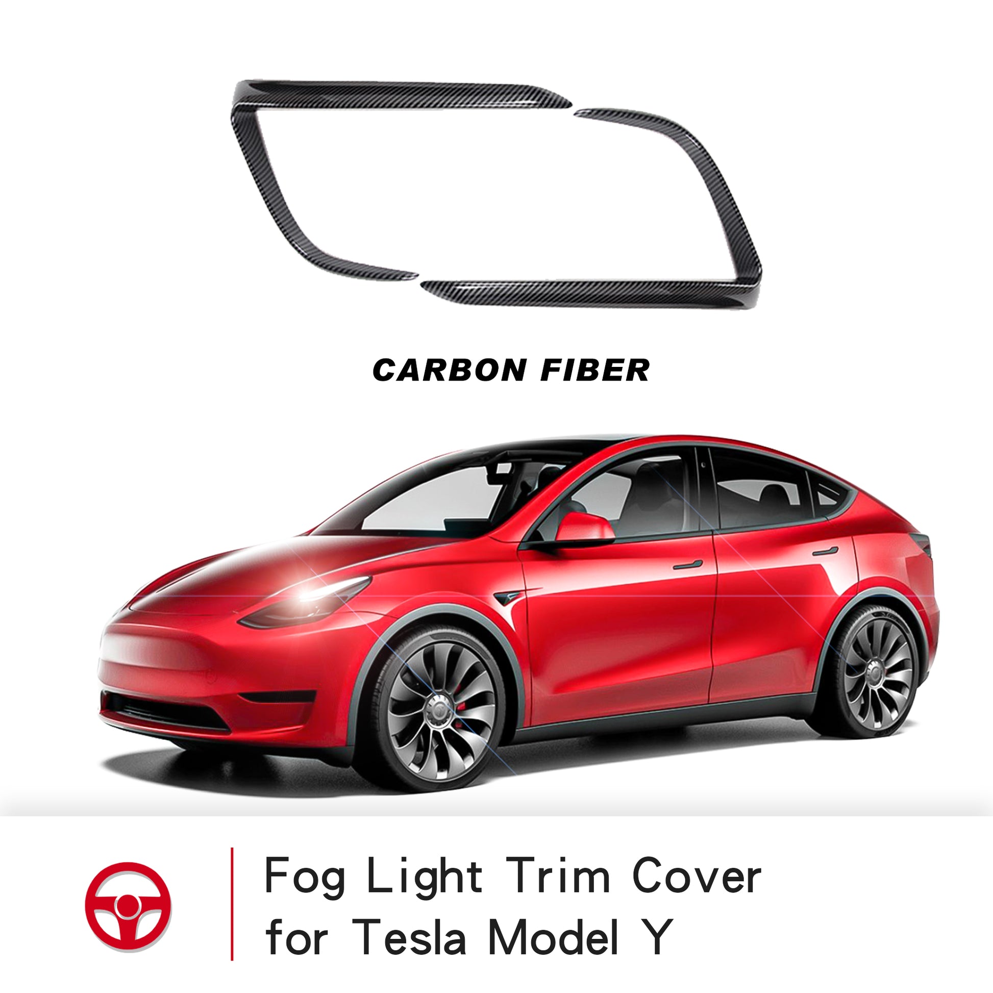 tesla model Y front fog light trim cover covers lamp frame blade car 2022 2023 2021 2020 2019 2018 s3xy arcoche accessories accessory aftermarket price Vehicles standard long range performance sr+ electric car rwd ev interior exterior diy decoration price elon musk must have black white red blue 5 7 seats seat