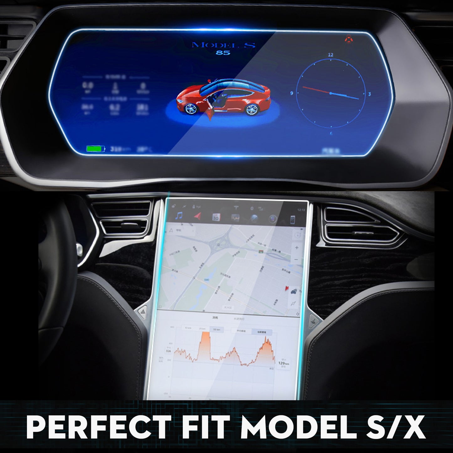Arcoche Tesla Model S/X Screen Protector Dashboard and Center Control Touchscreen