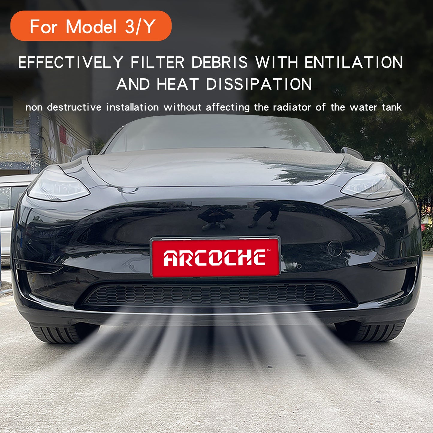tesla model 3 Y anti insect net leaves rocks front grill mesh lower bumper car 2022 2023 2021 2020 2019 2018 s3xy arcoche accessories accessory aftermarket price Vehicles standard long range performance sr+ electric car rwd ev interior exterior diy decoration price elon musk must have black white red blue